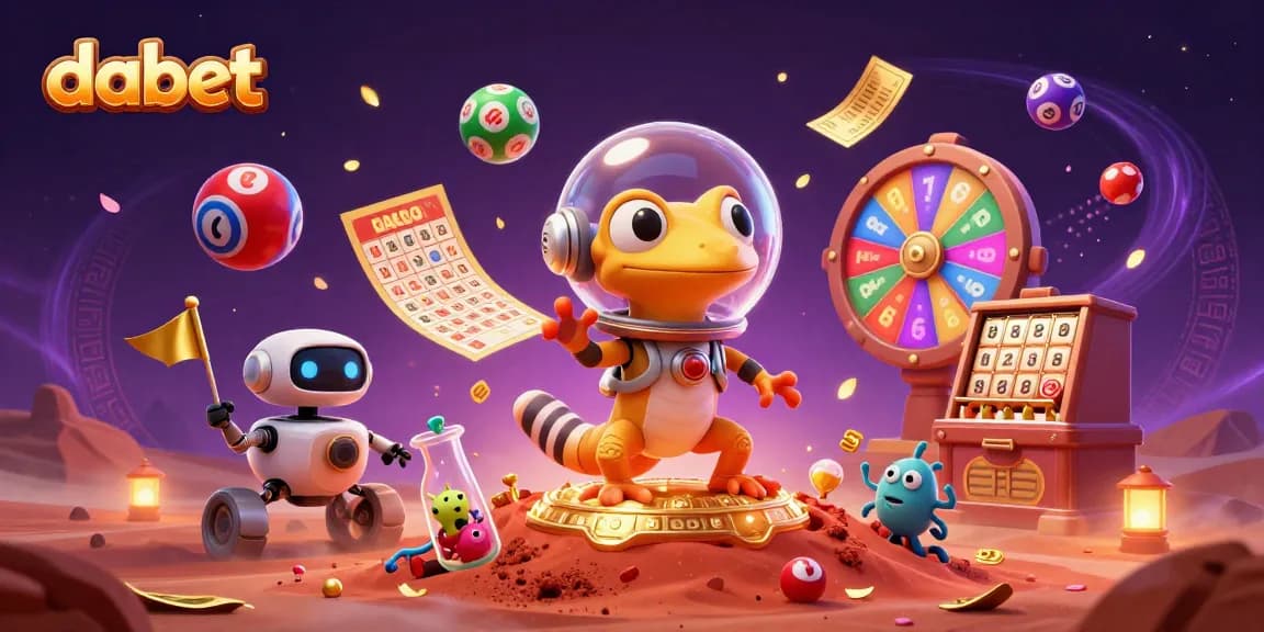 Experience the excitement of dabet's Martian casino adventure with vibrant lottery elements.