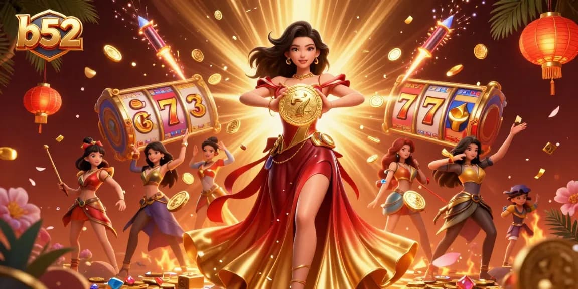 Experience the excitement of b52 casino with enchanting visuals and golden jackpots raining down.