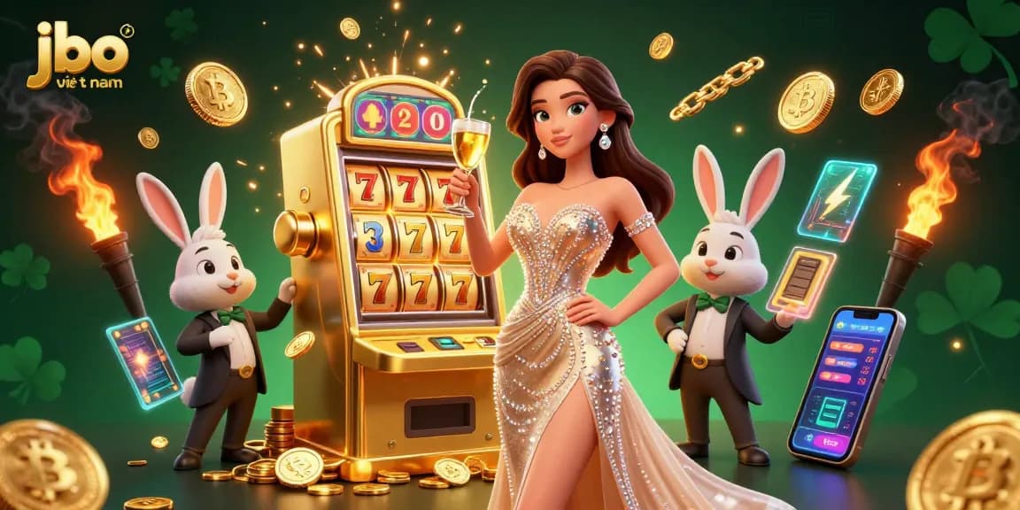Engage with jbo việt nam's thrilling jackpot experience featuring a stunning character alongside vibrant gaming elements.