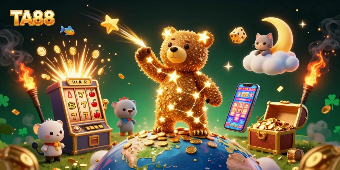 Experience the exciting TA88 jackpot explosion with vibrant casino elements and dreamy characters!
