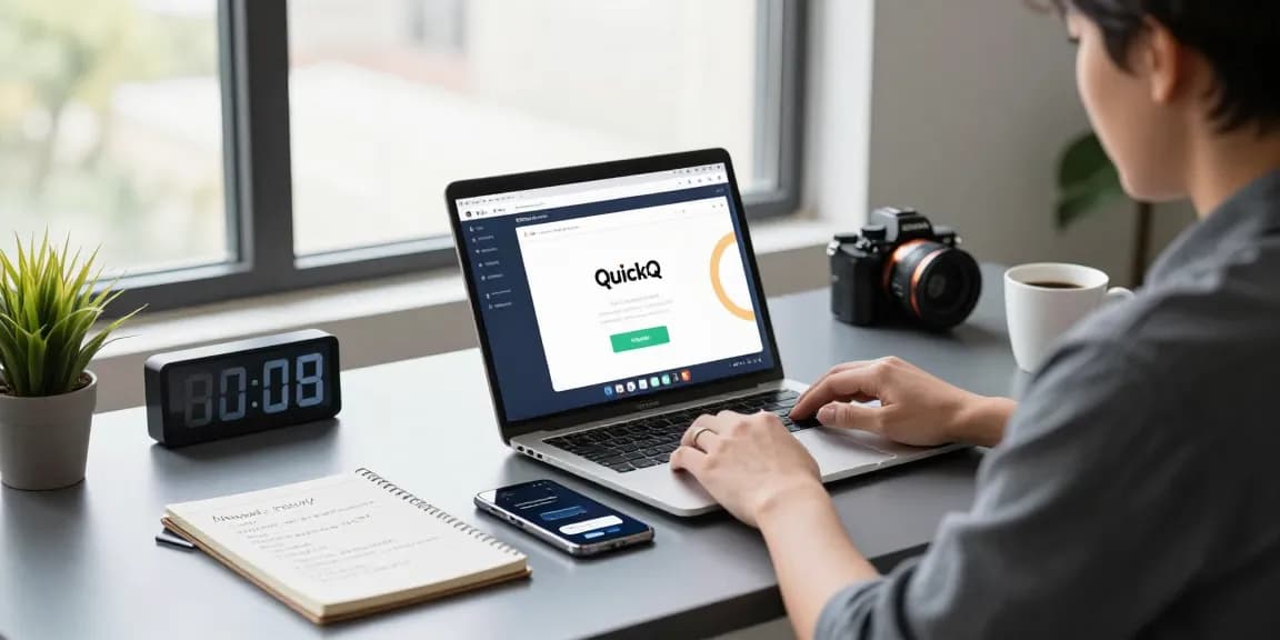 快速、安全的网络连接，使用quickq电脑版应用程序的现代家庭办公环境