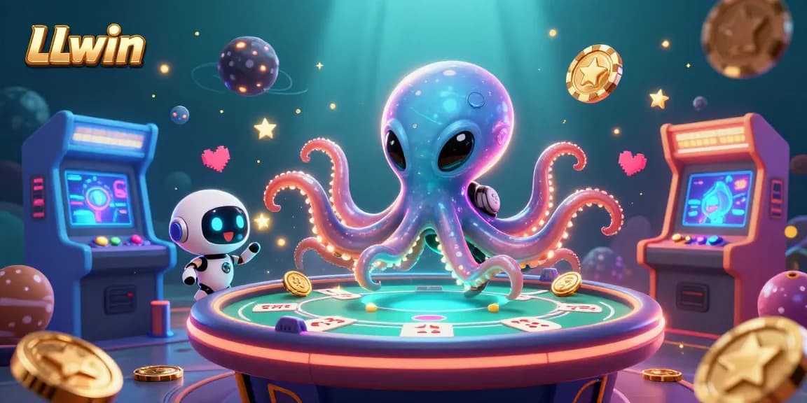 Engage with immersive gaming at LLwin with vibrant 3D characters and casino elements.