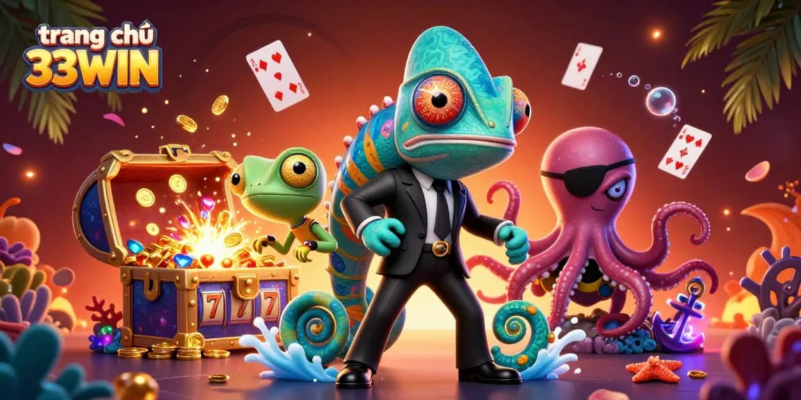 Experience the excitement of trang chủ 33WIN with vibrant 3D casino characters and dynamic game elements.