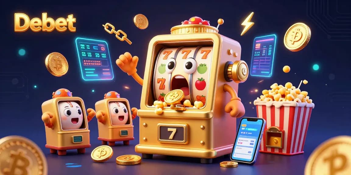 Experience Debet's thrilling slot machine action as gold coins cascade from the jackpot!