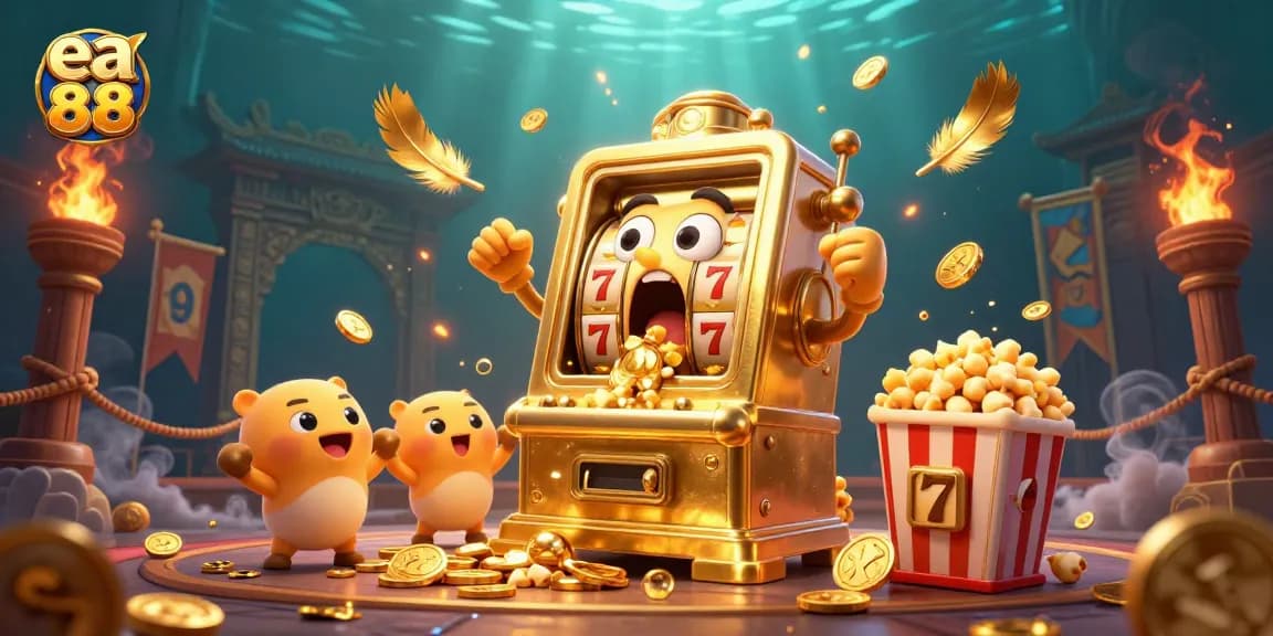 Spin the jackpot on the ea 88 golden slot machine with coins pouring out and vibrant gaming elements.