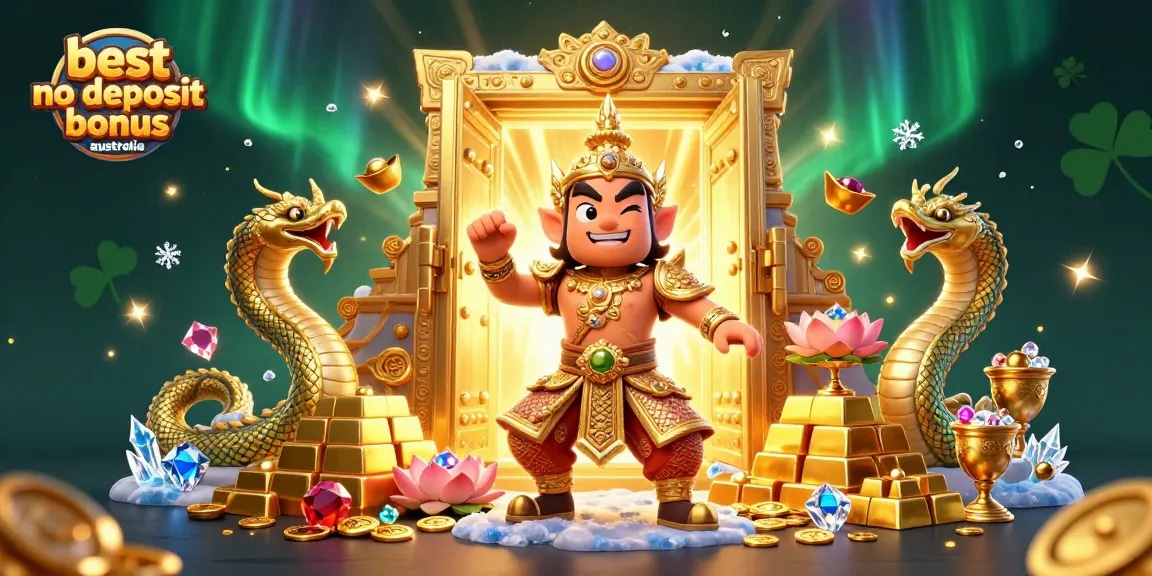 Engage with the best no deposit bonus australia at exciting online casinos featuring 3D treasure guardian scene.