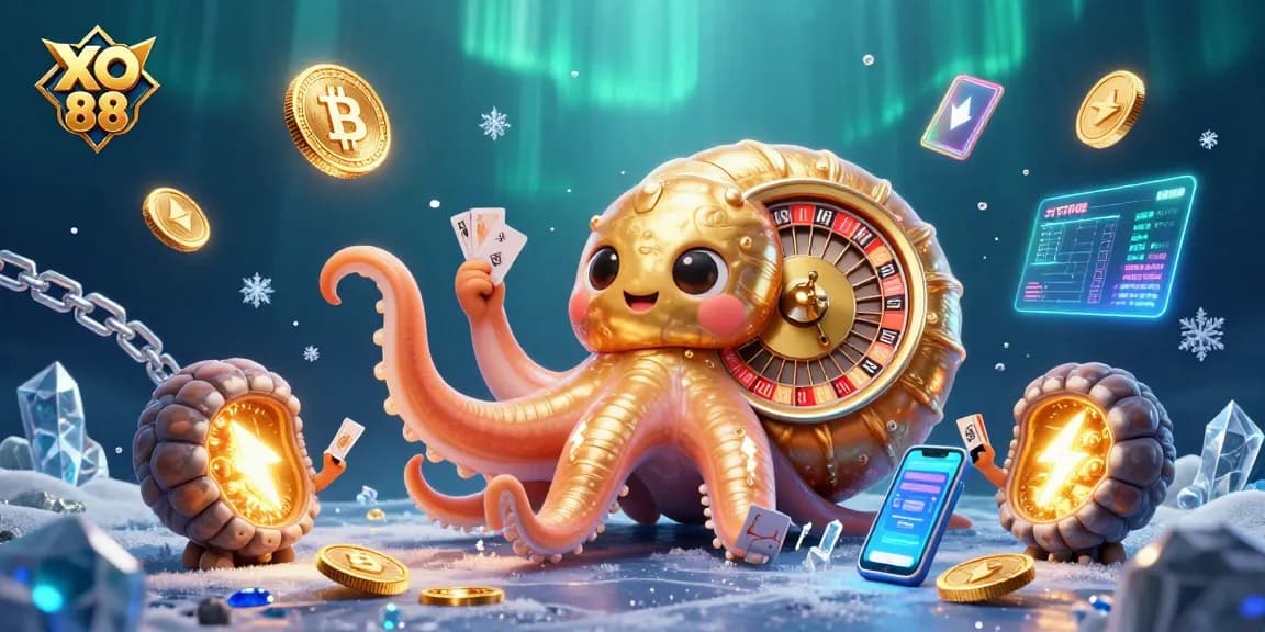 Engage with XO 88's vibrant underwater casino scene featuring a giant nautilus roulette wheel.