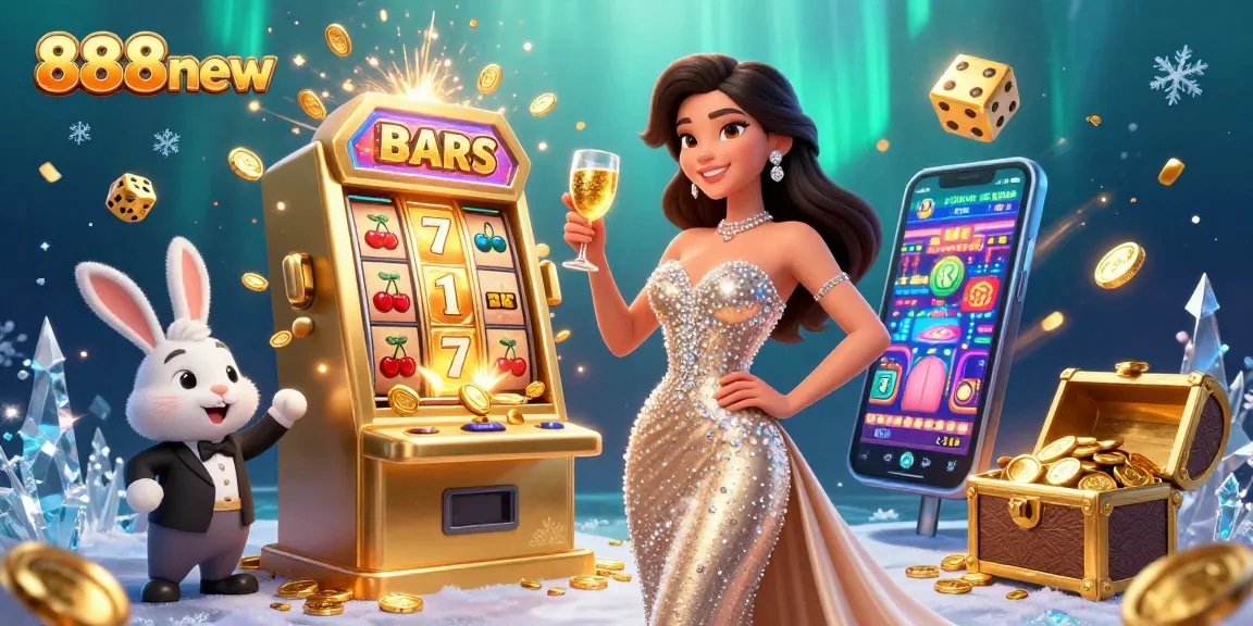 Experience thrilling wins at 888new with a dazzling slot machine bursting with coins and exciting game elements.