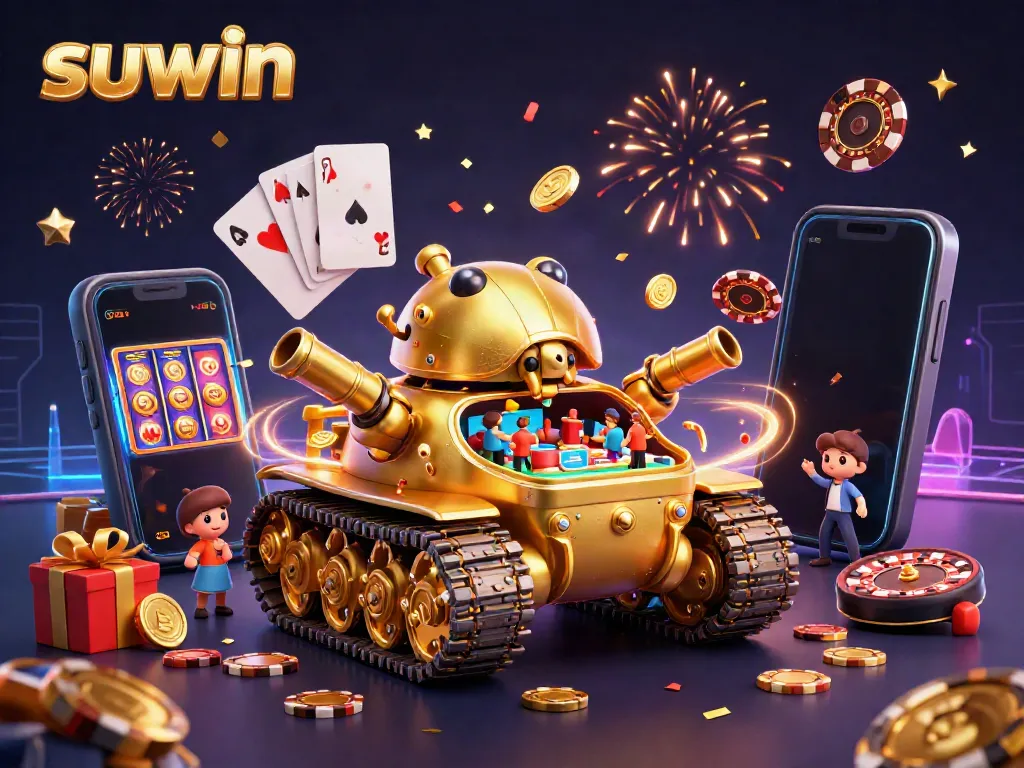 Experience thrilling gameplay with suwin gaming features, including a vibrant casino tank and slot action.