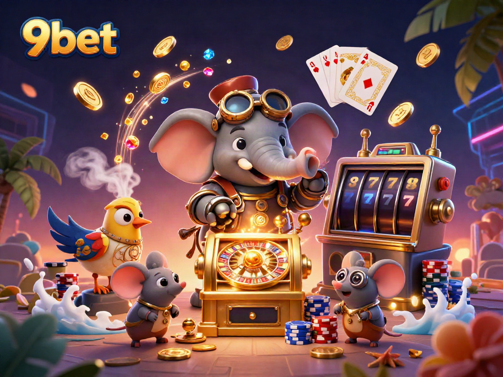 Win big at 9bet with our dynamic steampunk casino illustration, rich in vibrant details.