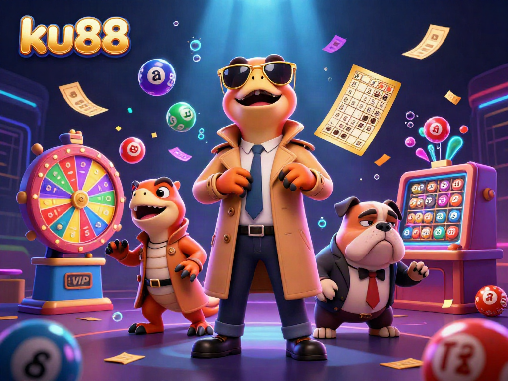 ku88 raptors hilariously attempting to sneak into a casino lounge, surrounded by colorful casino elements