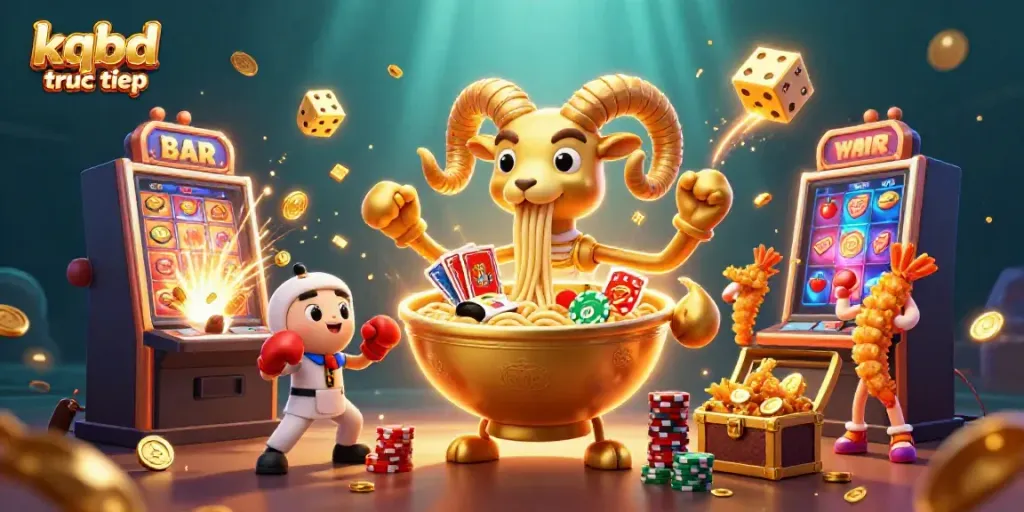 Experience the excitement of kqbd truc tiep with this vibrant 3D casino illustration featuring dynamic characters and gaming elements.
