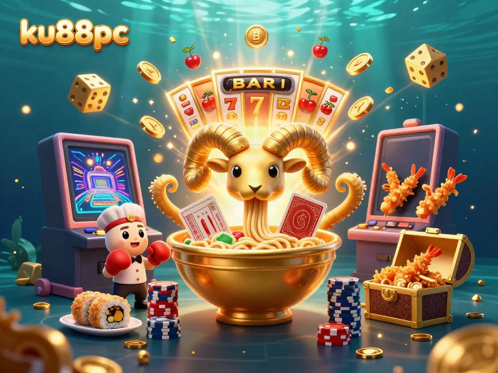 Experience ku88pc's thrilling jackpot scene, showcasing playful characters and a vibrant casino atmosphere.