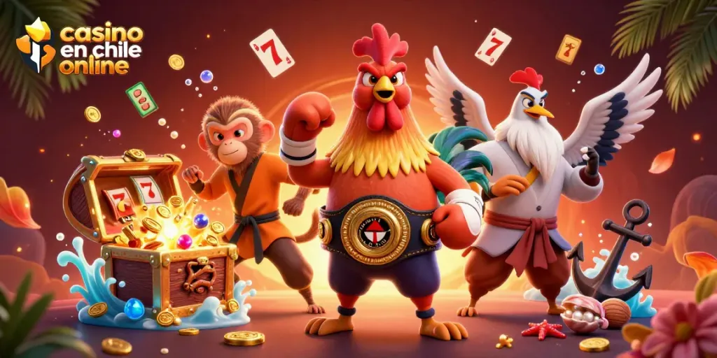 Gira en el casino en Chile online con giros gratis y personajes animados.