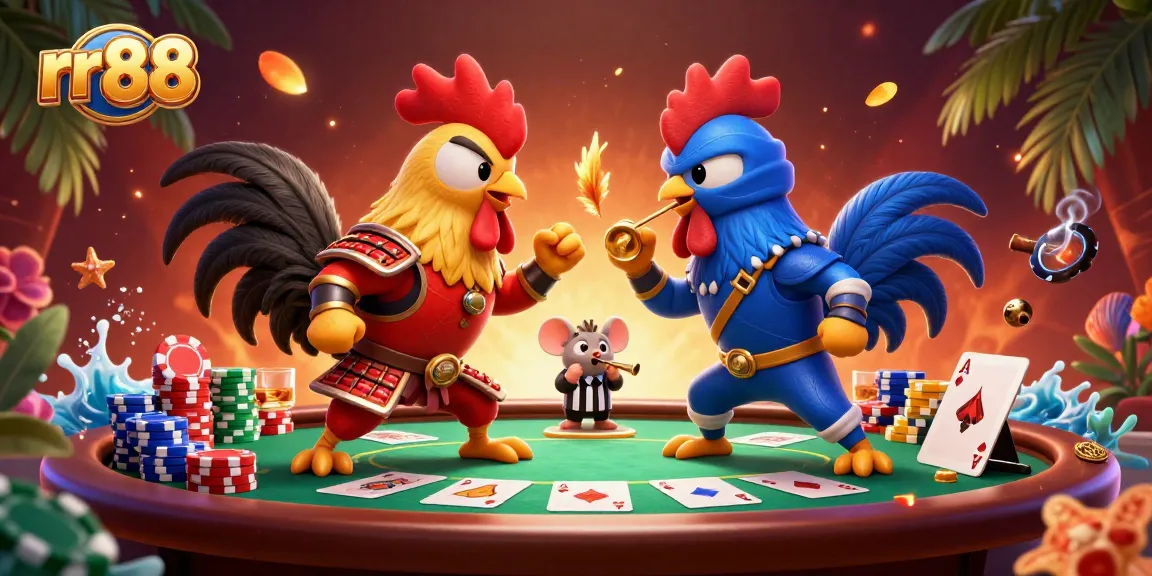 Experience thrilling moments at rr88 with fighting roosters in a high stakes poker showdown, showcasing action and excitement.