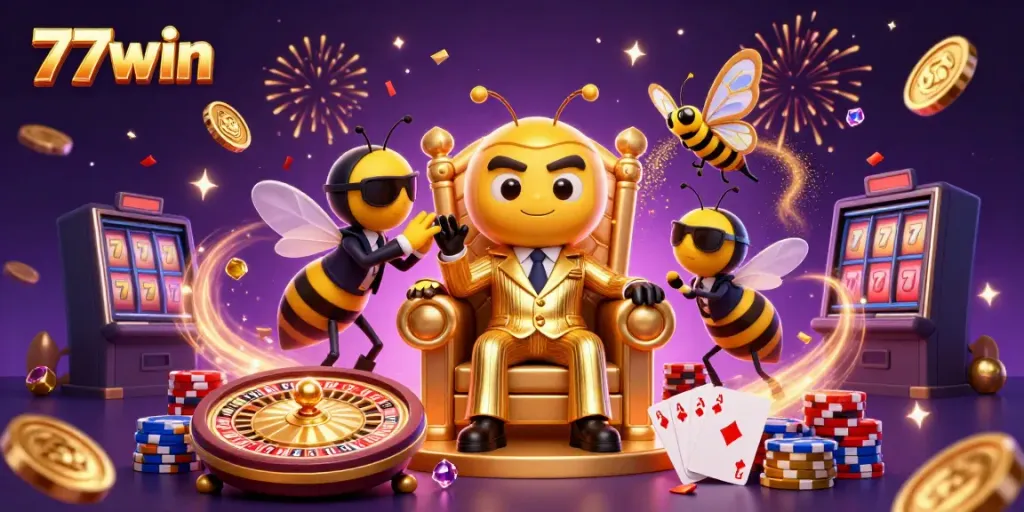Experience top-tier gaming with 77win, featuring vibrant casino elements and dynamic characters