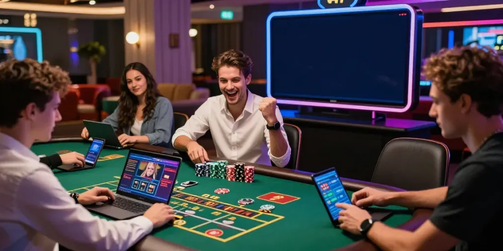 Exciting fc88 online casino scene with diverse players engaged in live games.
