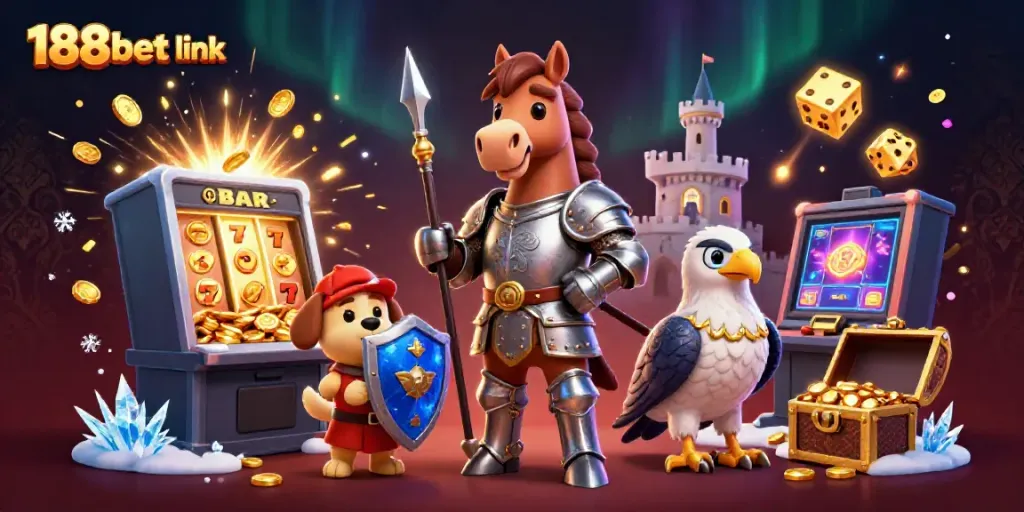 Engage with 188bet link and unlock exciting casino adventures in a vibrant 3D illustration.