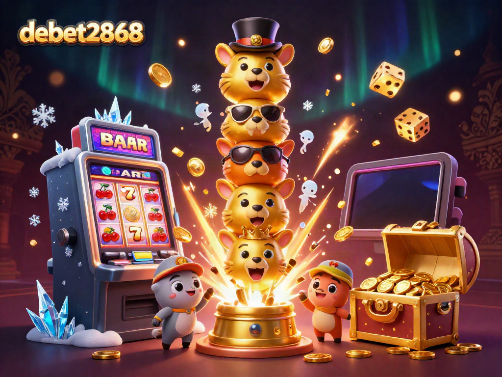 Engage with the festive atmosphere of debet2868 as joyful characters celebrate jackpots from dynamic slot machines and casino games.