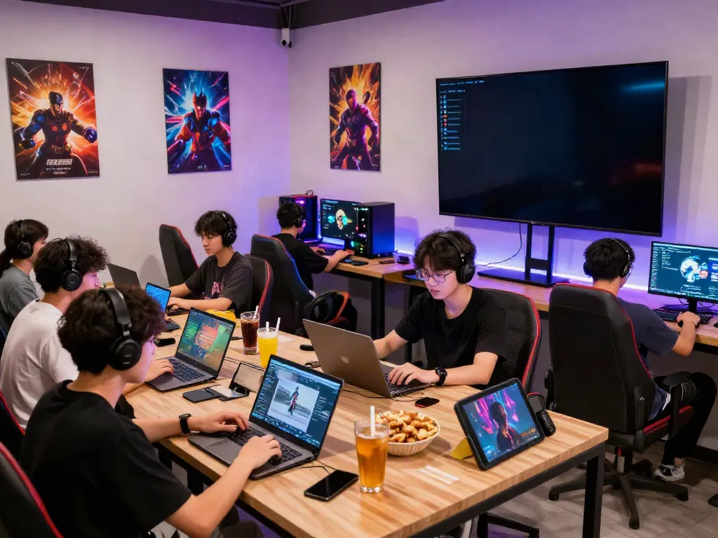 Dynamic players enjoying games at https://nbet.group/ in a lively gaming lounge setting.