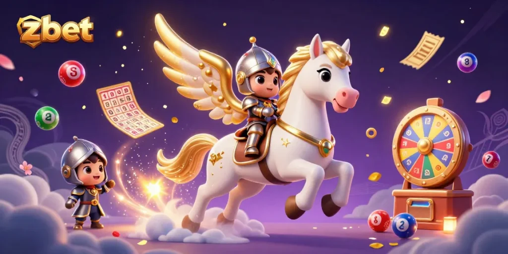 Experience the excitement of zbet with vibrant lottery balls and magical elements in this stunning 3D illustration.