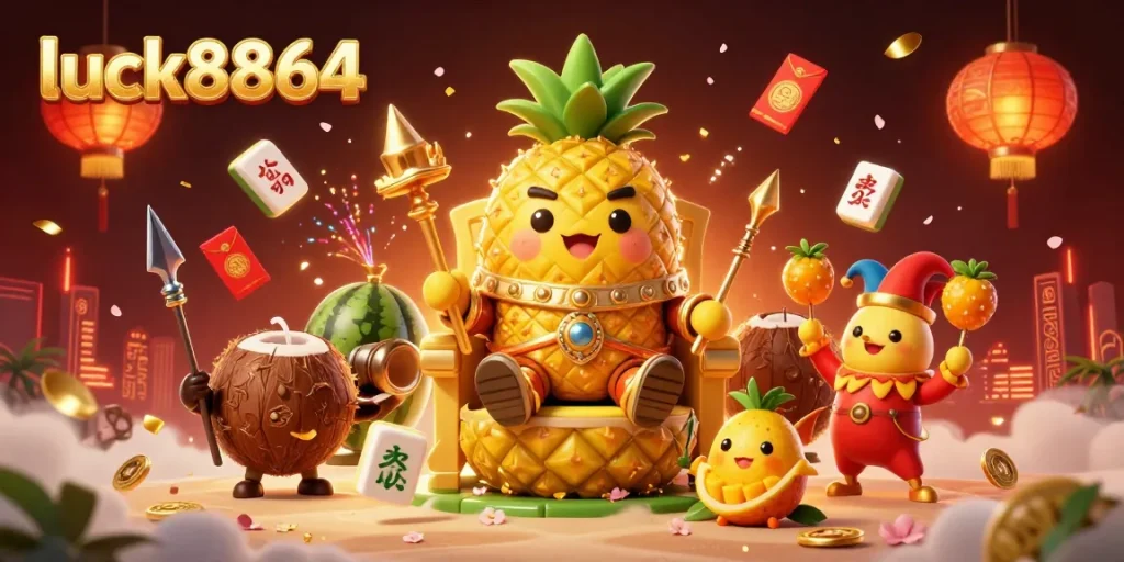 Experience excitement at luck8864 with vibrant casino elements and characters in a dynamic 3D scene.